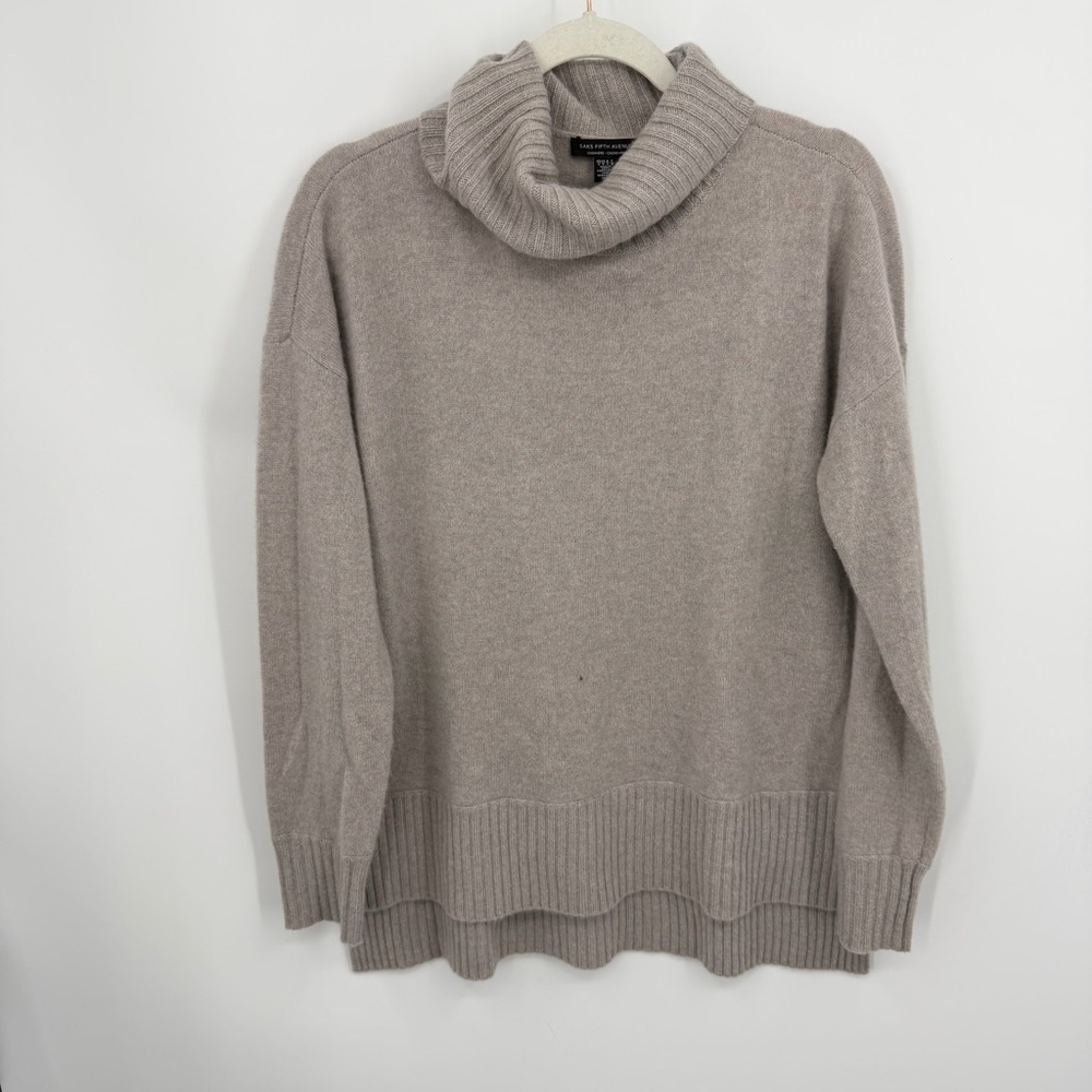 Saks Fifth Avenue 100% Cashmere‎ gray turtleneck sweater sz S